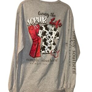 Simply southern gray scrub life nurse doctor Tshirt caregiver long sleeve L